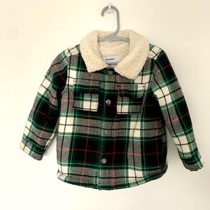 Toddler Old Navy Plaid Sherpa Lined Snap-button Jacket 2T